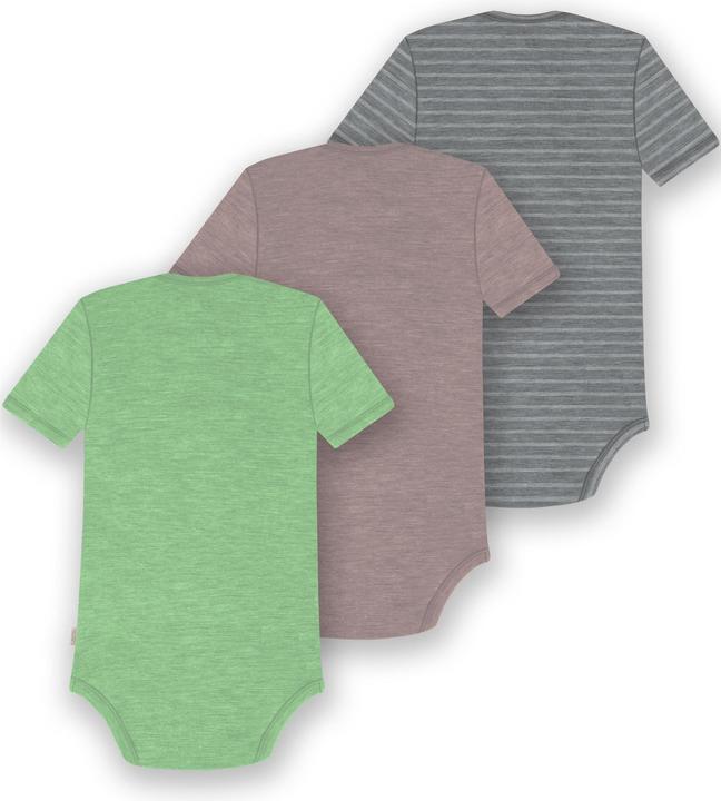 Actual product image Normani Set of 3 baby merino bodysuit short sleeves "Tauranga" - 9299 (62)