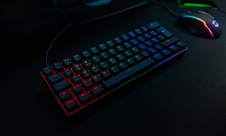 Actual product image Speedlink ATMOS RGB Rainbow Mechanical 60% Gaming Keyboard with brown switches, black - DE layout (DE, Wireless, Cable)