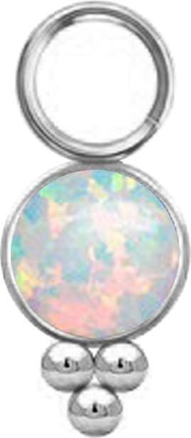 Star Piercing Anhänger silber Opal weiss mit Kugeln (ohne Messing, Chirurgenstahl 316L, Mineralisch)