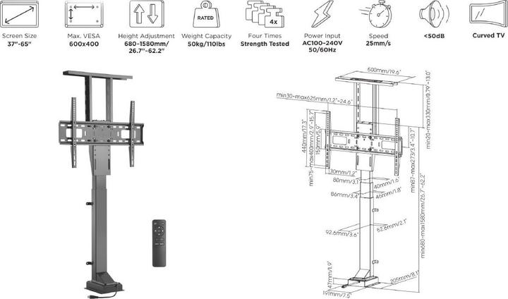 Image du produit equip Par Installation pour TV LCD (motorisée) (65", 50 kg)