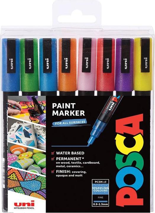Image du produit Posca Marqueur PC-3M Jeu de 8 pièces (Multicolore, 1.30 mm, 8 x)