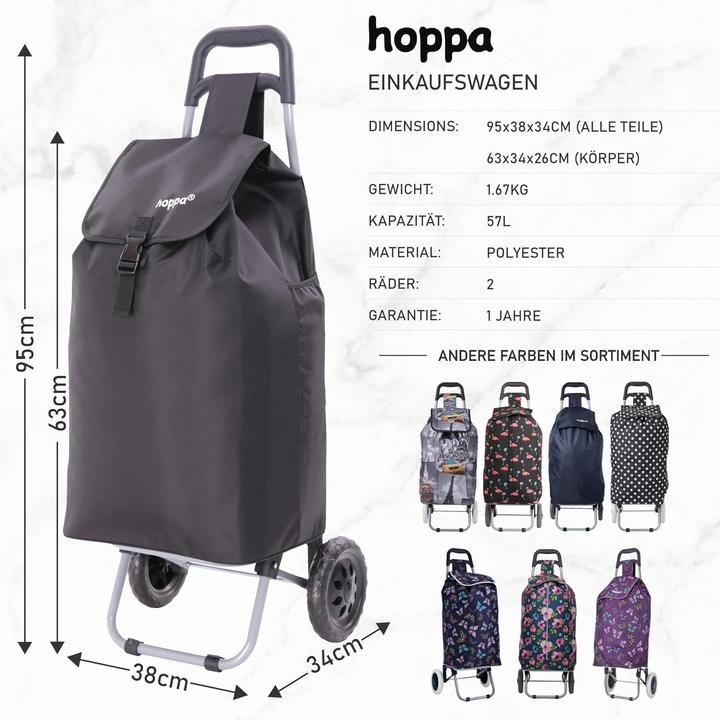 Image du produit Hoppa 47L Chariot à provisions stable Noir