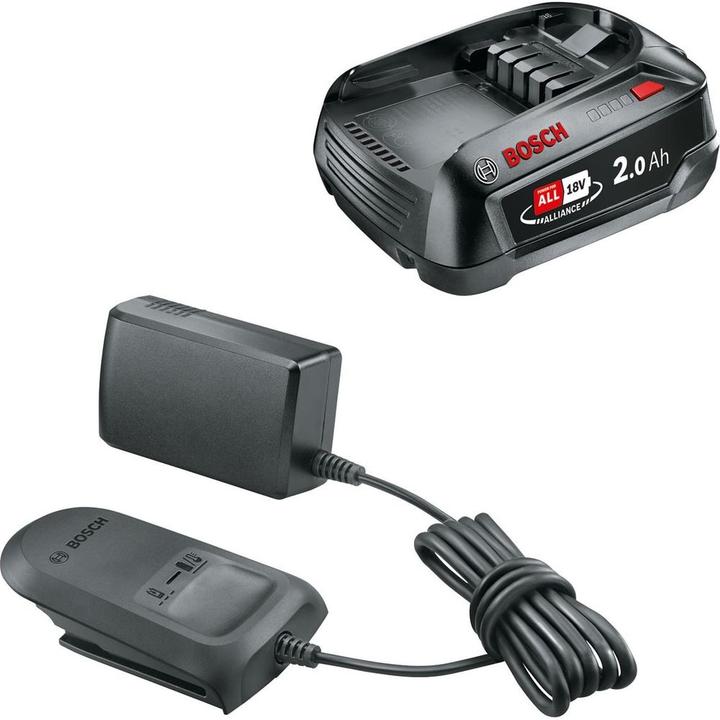 1x 2.0 Ah battery, 1x charger AL 18V-20