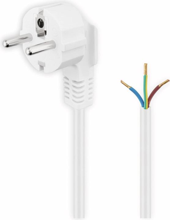 Produktbild Goobay Schutzkontaktkabel abgewinkelt zum Konfektionieren, 5 m, Weiss (5 m)