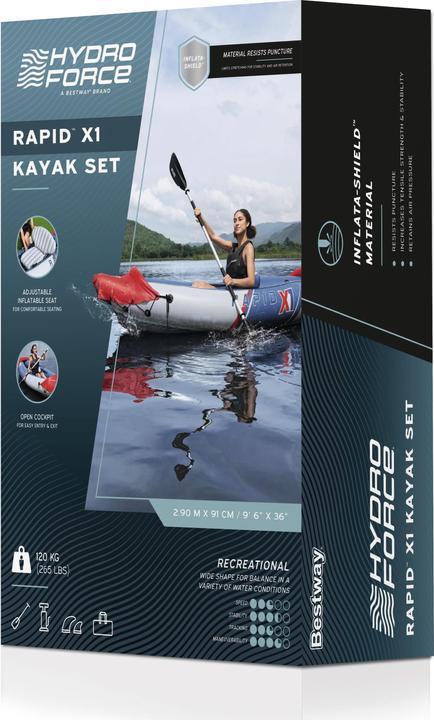 Actual product image Bestway Hydro Force Rapid X1 Inflatable 1-Person Kayak Set 2.9 m (290 cm, 1 pers.)