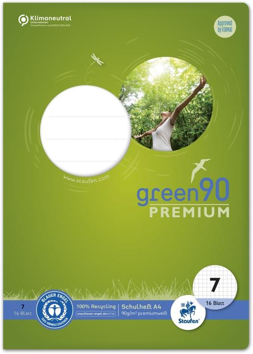 Produktbild Staufen Schulheft green Lineatur 7 kariert DIN A4 ohne Rand, 16 Blatt (A4, Kariert, Harter Einband)