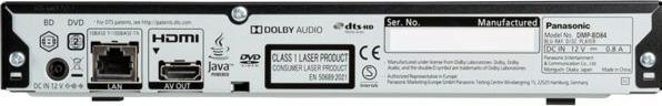 Actual product image Panasonic DMP-BD84 (Bluray Player)