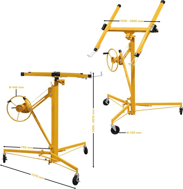 Produktbild Wiltec XPOtool Plattenheber 68kg 188-487cm Montagehilfe Paneelheber Trockenbau Lift (68 kg)