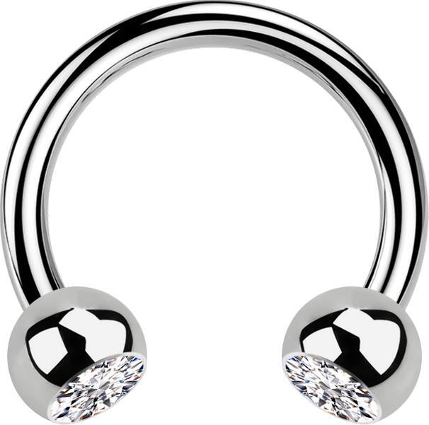 Immagine prodotto Star Piercing Micro Circular Barbell argento con due sfere di cristallo argento (senza ottone, Titanio G23)