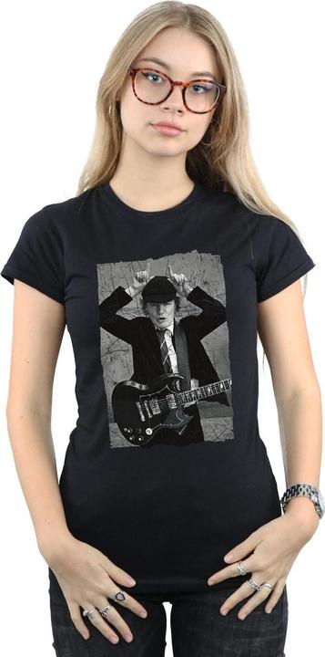 Immagine prodotto AC/DC Maglietta da donna/donna Angus Young con foto distressed in cotone (L)