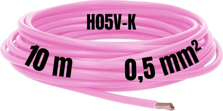 Produktbild Kalitec 10 Meter H05V-K 0,5 mm² rosa Verdrahtungsleitung I Aderleitung flexibel I PVC Einzelader I L (10 m)