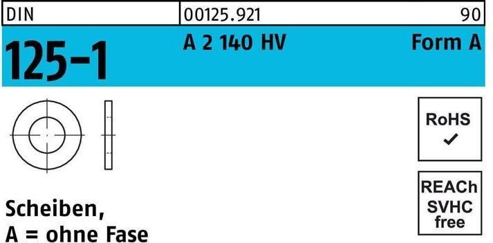 Produktbild Unterlegscheibe DIN 125-1 Form A 43 x78 x7 A 2 140 HV