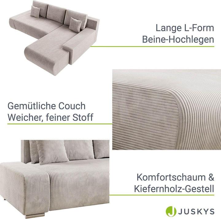 Actual product image Juskys Sofa Iseo right with sleep function (Corner sofa)