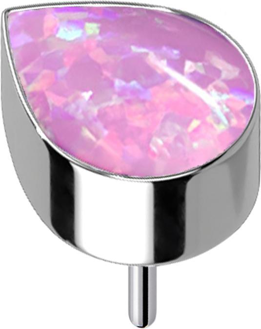Actual product image Star Piercing Threadless silver with drop opal pink (Titanium G23, without brass)