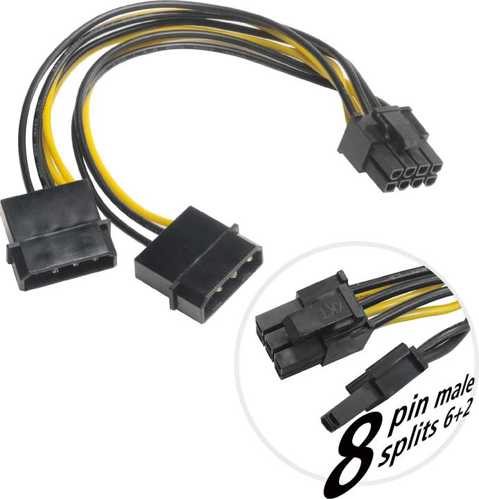 Actual product image Akasa Power adapter 4-pin Molex to PCIe