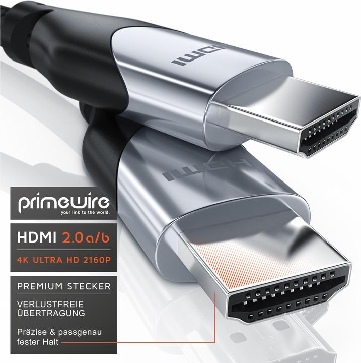 Immagine prodotto Primewire Cavo HDMI 2.0b - 4k 60Hz Ultra HD - Ethernet Highspeed - 3 x schermato - Full HD - 3D - ARC (7.50 m, HDMI)