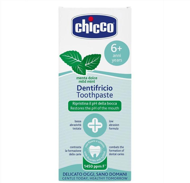 Actual product image Chicco Toothpaste mild mint with fluoride 1450ppm 6y+ Italian paste (50 ml)