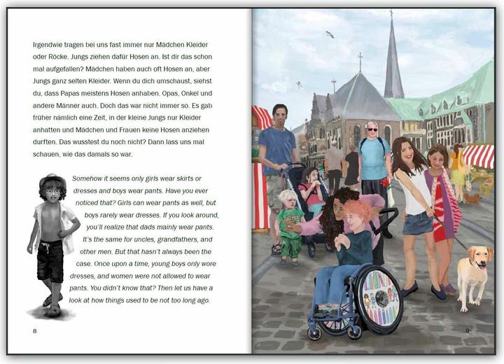 Actual product image Kleider sind für alle da! Das Kinderbuch für eine kunterbunte Kleidungswahl, egal wer du bist. (English, German, Sarah Herbig-Buttula, Anika Slawinski, 2023)