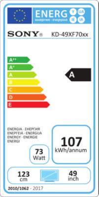 Etichetta energetica Sony Kd-49xf7005 (49", LCD, 4K, 2018)