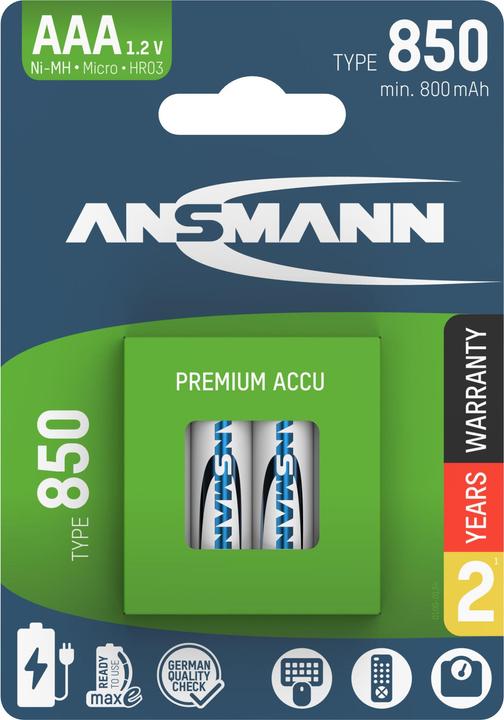 Image du produit Ansmann Batterie NiMH Micro AAA type 850 (min. 800 mAh) maxE (4 pcs, AAA, 850 mAh)