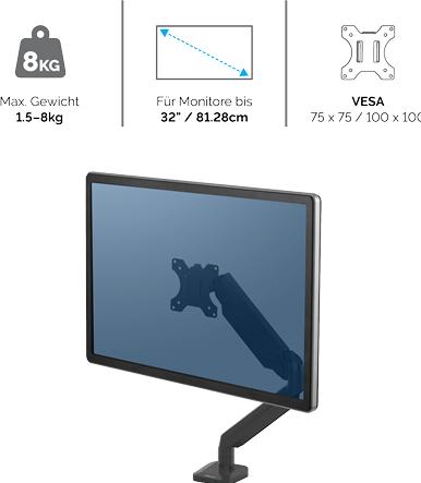 Produktbild Fellowes Platinum Series Einzel Monitorarm (Tisch, 30")