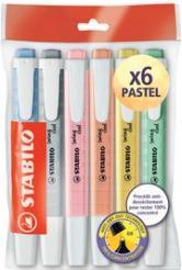 Actual product image STABILO Highlighter swing cool PASTEL, pack of 6 Ecopack wedge tip, line width: 1.0 (4 mm, 1 x)