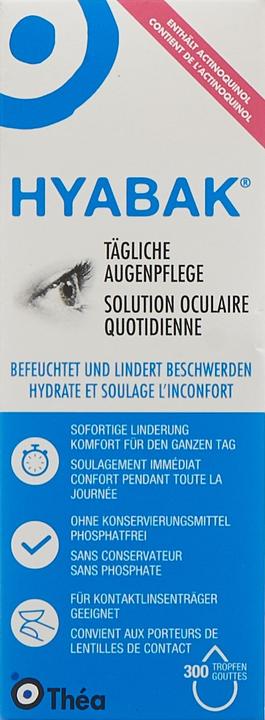 Actual product image Théa Hyabak (10 ml, Without preservatives, Hypotonic to maintain the osmotic balance, with hyaluronic acid, Hyabak eye drops for moisturising and wetting eyes and contact lenses)