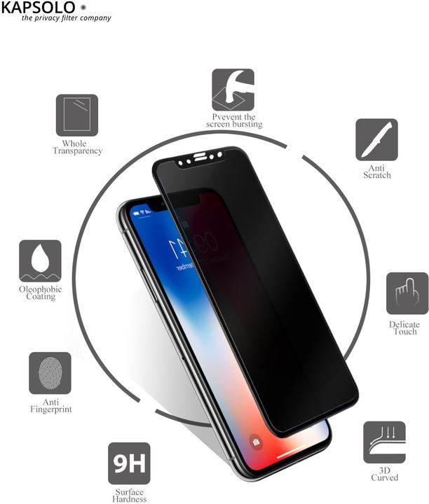 Produktbild Kapsolo Privacy Schutzglas (10 Stück, Apple iPhone 8 Plus)