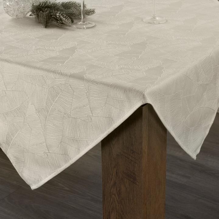 Actual product image Eurofirany ISLA tablecloth with banana leaf jacquard pattern, 140 x 260 cm (140 x 260 cm)