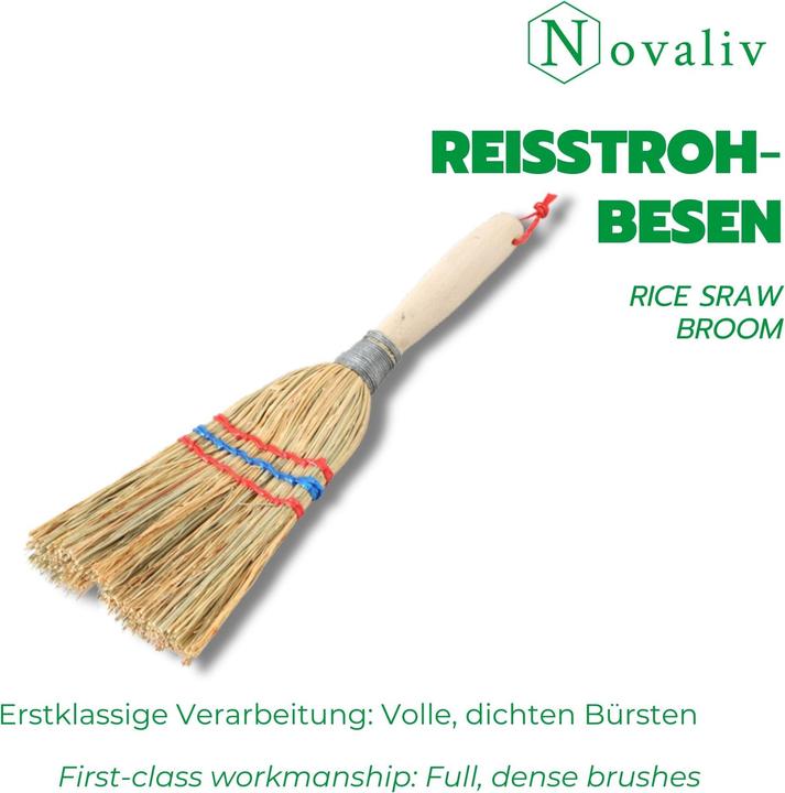 Image du produit Novatool 4X Kleiner Besen Reisigbesen mit Stiel kurz 28cm Strohbesen Kinder Hexenbesen klein Garden (1 pcs)