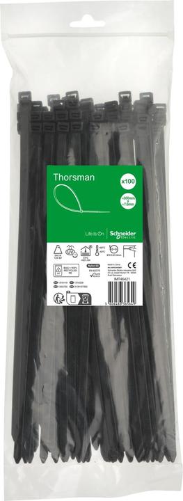 Immagine prodotto Schneider Fascette Thorsman, dimensioni: 300X7,6 mm, PU=100 pezzi Colore nero IMT46421 (Fascette in plastica, 300 mm, 100 pz.)
