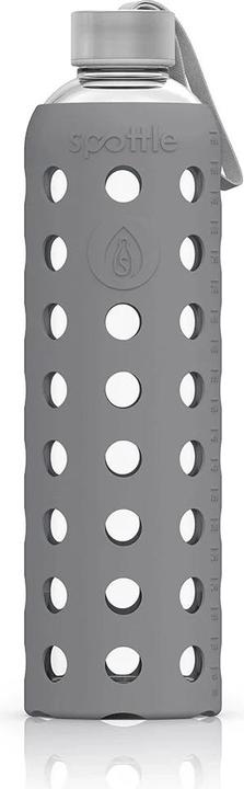 Produktbild Spottle Glasflasche mit Silikonhülle von grau 1Liter (1 l)