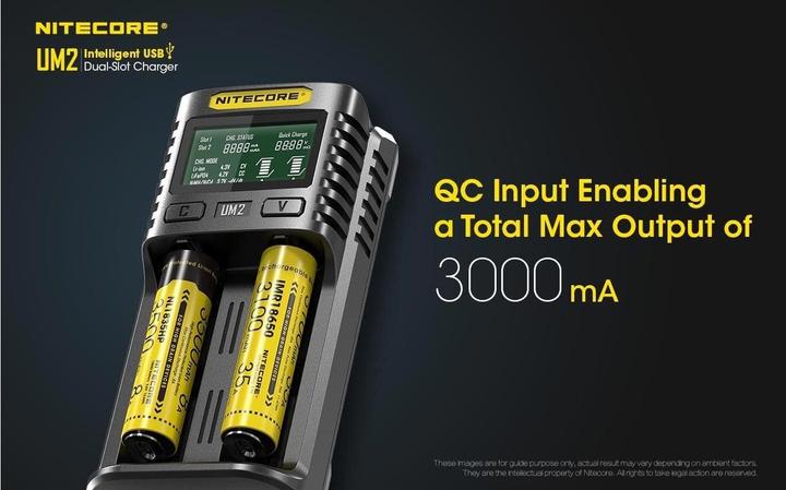 Produktbild Nitecore UM2 USB-Ladegerät (1 Stk., 14500, 16340, 18650, 26650, Ladegerät ohne Akku)