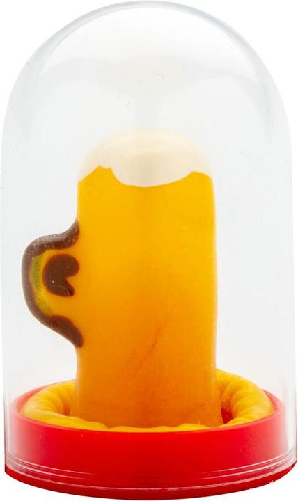 Actual product image Erco Beer glass motif joke condom yellow hand-painted (1 pcs.)