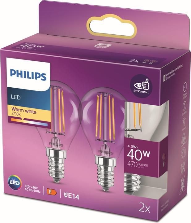 Actual product image Philips Lamp (E14, 4.30 W, 470 lm, 2 x, F)