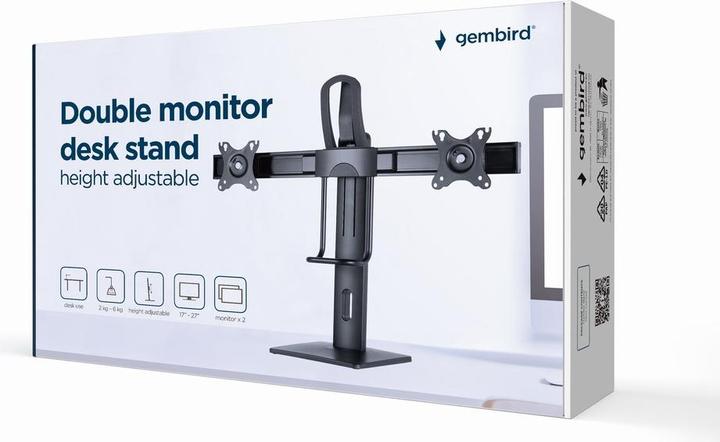 Actual product image Gembird Stojak biurkowy na dwa monitory z regulacją wysokości 17-27inch do 6kg (Table, 27")