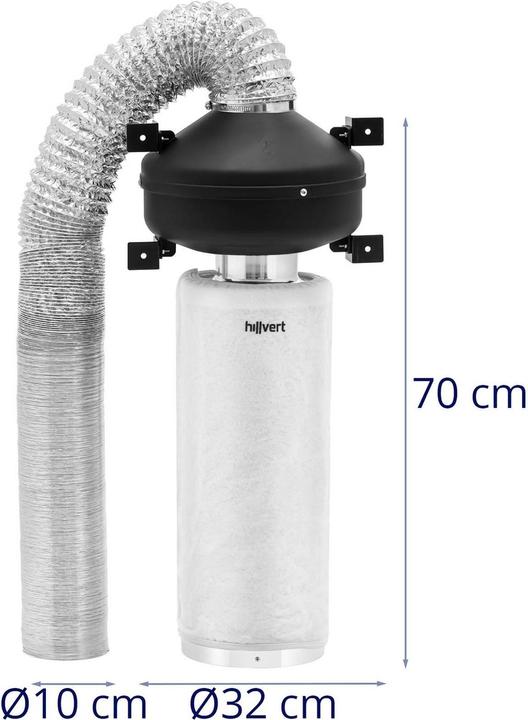 Actual product image Hillvert Air Filter Set - 50 cm activated carbon filter / tube fan / exhaust air hose - 249,6 m³/h - Ø 102 mm