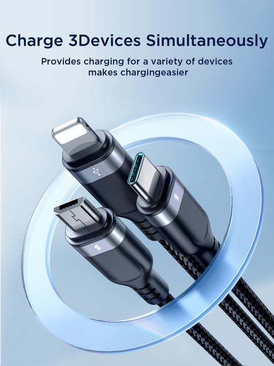 Immagine prodotto Joyroom Cavo Multi-Use Series S-A18 3in1 USB-A - Lightning /USB-C/Micro-USB 1,2 m - Nero (1.20 m, USB 3.2 Gen 1)