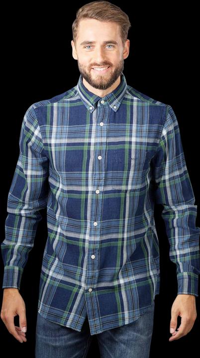 GANT Indigo Twill Check Shirt Long Sleeve Dark Indigo