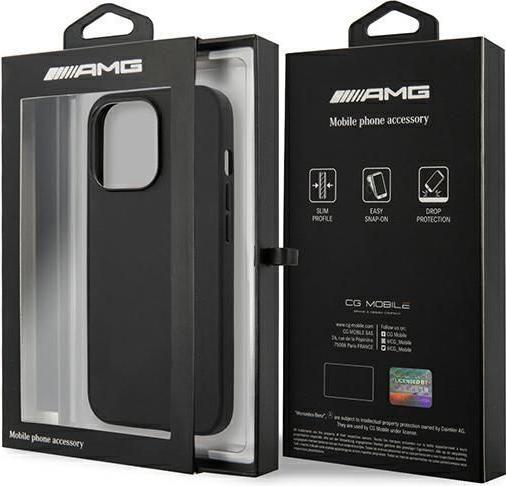 Image du produit Mercedes AMG AMHCP14LDOLBK étui rigide en cuir pour iPhone 14 Pro 6,1" czarny/black Hot Stamped (Apple iPhone 14 Pro)