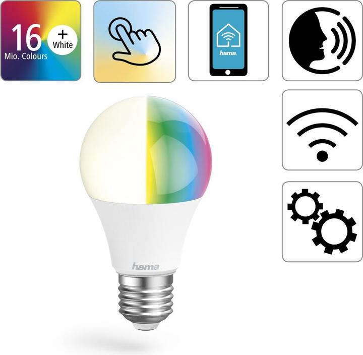 Immagine prodotto Hama Lampada LED WLAN (E27, 10 W, 806 lm, 1 x, G)
