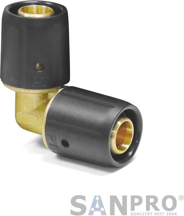 Sanpro STECKFIT push-fit fitting 90° elbow - bend for composite pipe 20x2 DVGW (Angled connection)