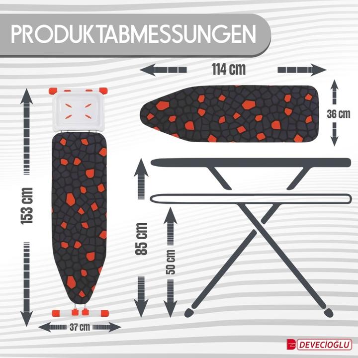 Actual product image Harbinger Ironing board, iron shelf, ironing board cover 36X114cm, height 50-80cm, black (114 x 36 cm)