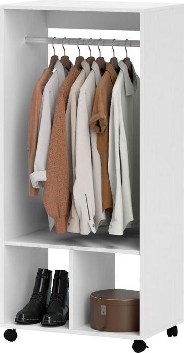 Swisshandel24 Mobiler Kleiderschrank Garderobe Schrank Regal für Schlafzimmer Weiss