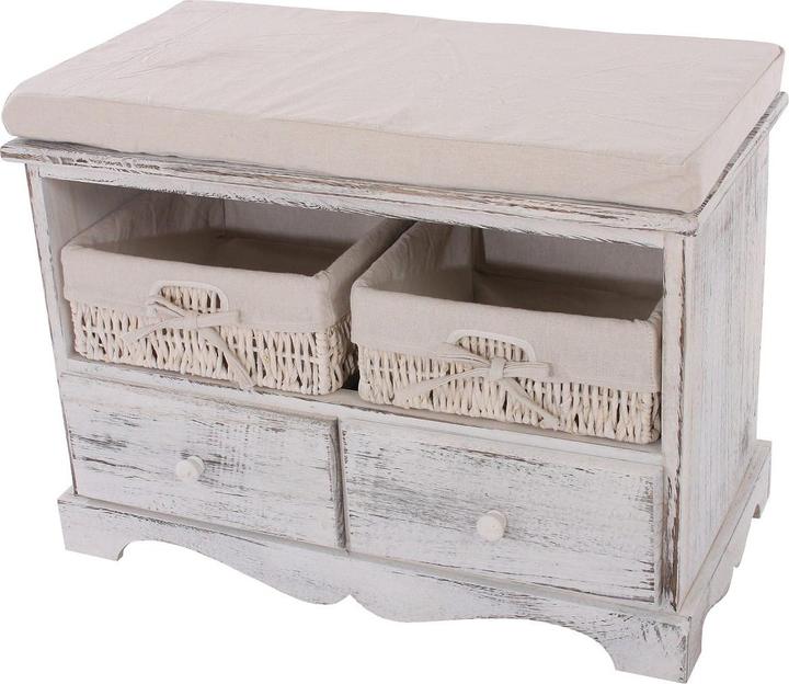 Produktbild JOHN316 Sitzbank 2 Körbe Shabby-Look (62 cm)