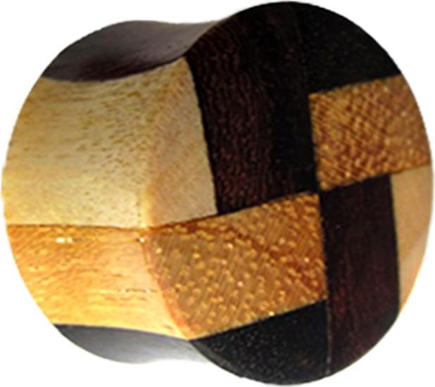 Star Piercing Flared Plug Mosaik aus Schichtholz (ohne Messing, Organisch)