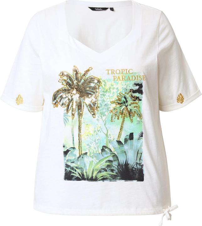 Produktbild Ulla Popken T-Shirt, Tunnelzug, Palmen, Herzausschnitt, Halbarm (60)