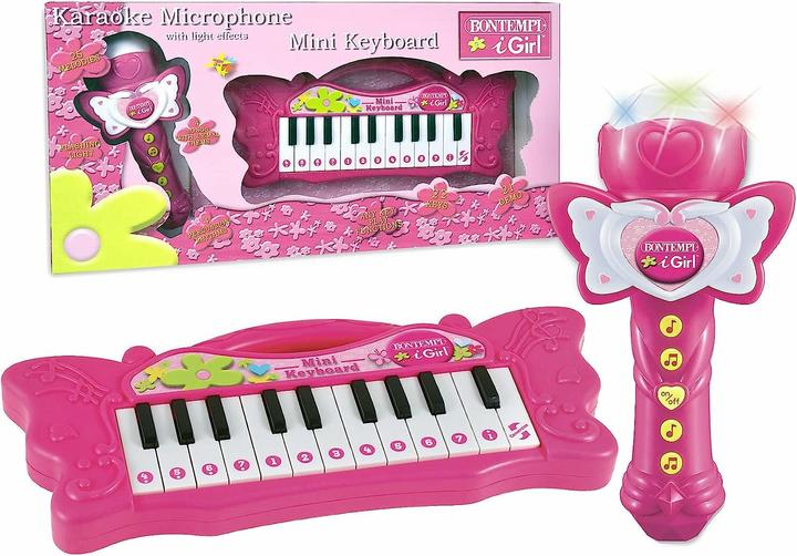 Actual product image Bontempi Mini Butterfly Keyboard with Karaoke Microphone - Pink