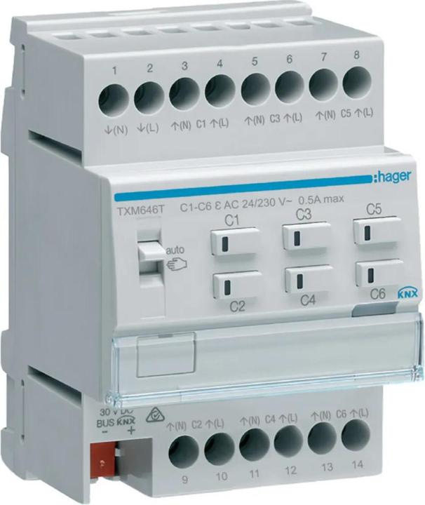 Actual product image Hager TXM646T Heating actuator 6gang KNX (Heating actuator)