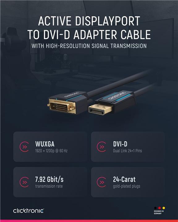 Actual product image clicktronic DisplayPort — DVI (2 m, DisplayPort, DVI)